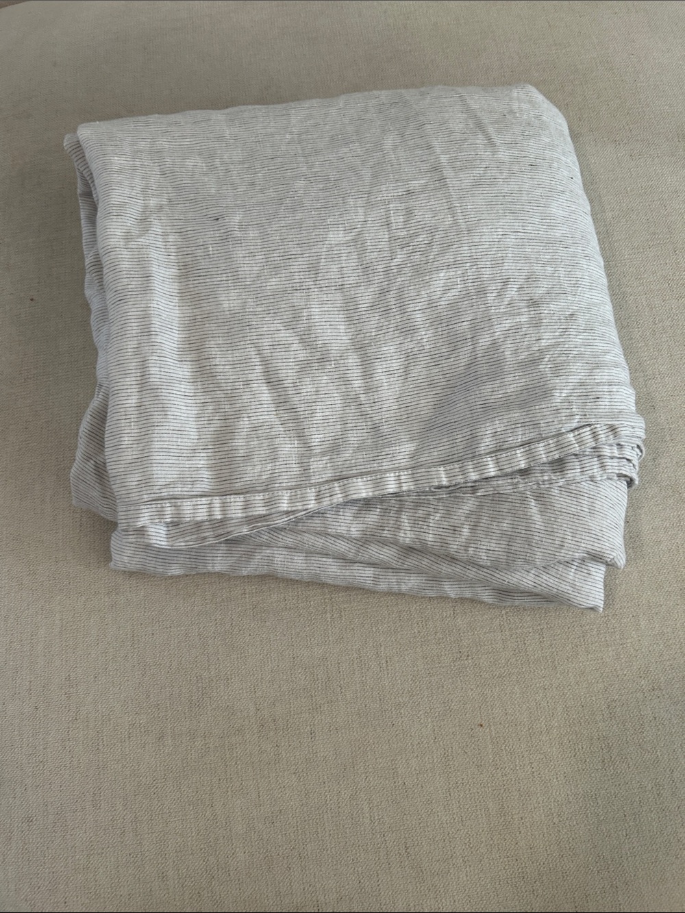 Casaluna Linen Sheets Gray Micro Stripe, FLAT SHEET, King size